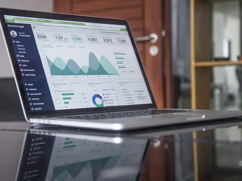 Business analytics dashboard showing growth metrics and performance indicators